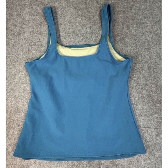Lands End Womens Long Tank Top Blue Ribbed Square Neck Size 16 Swim - Picture 2 of 6